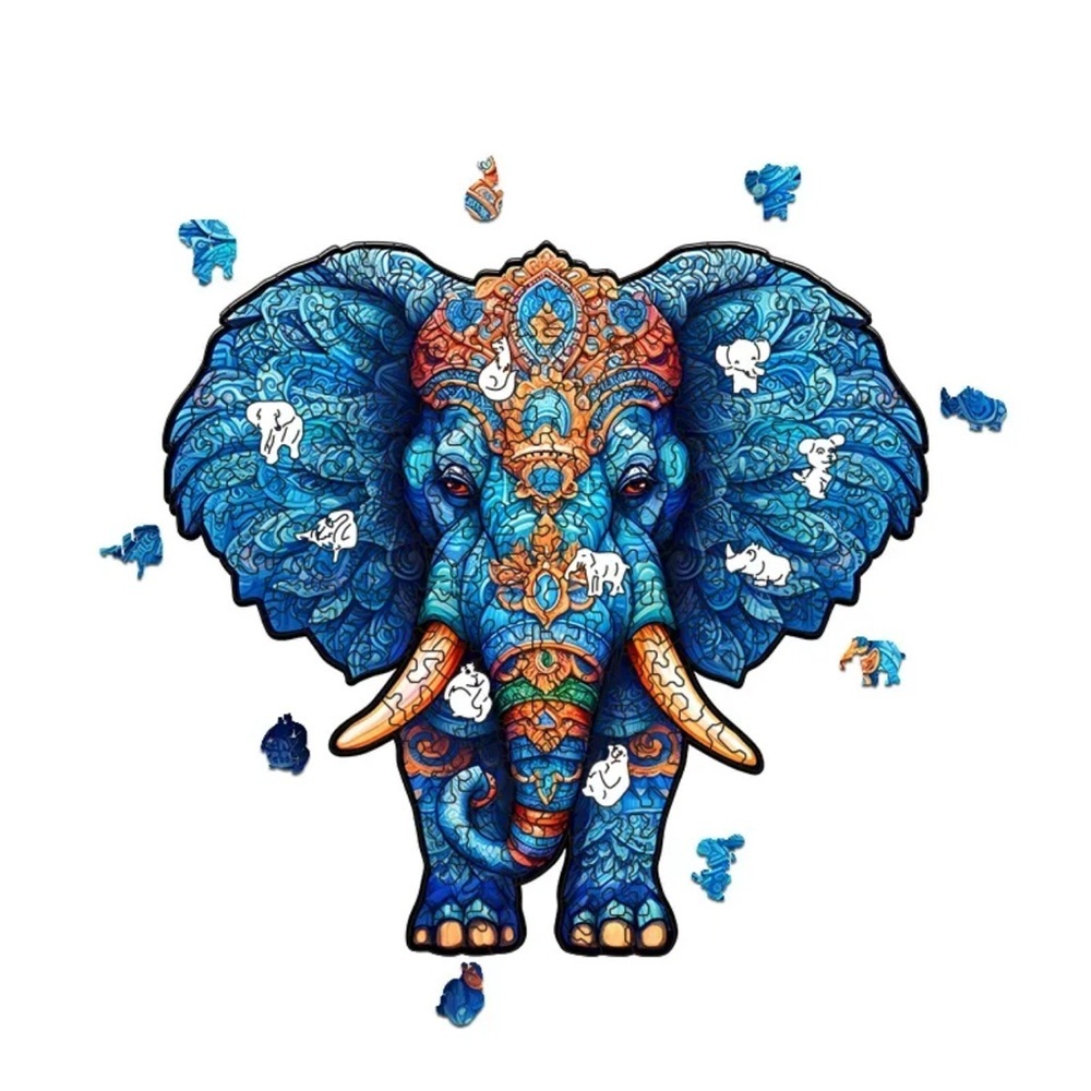 Intricate Blue Elephant Puzzle